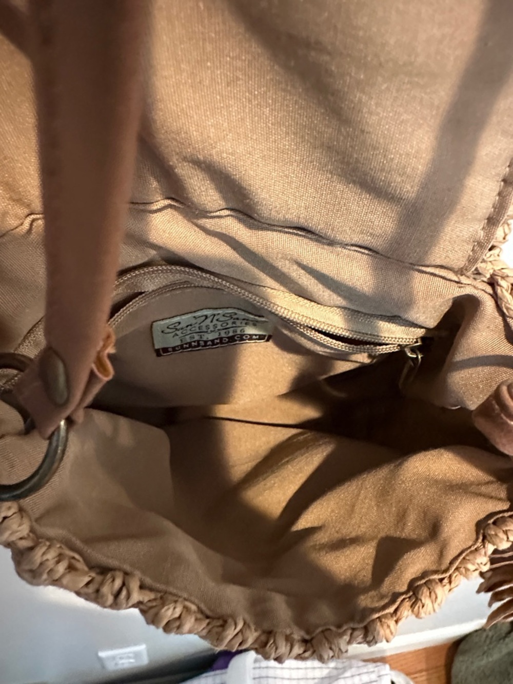 Woven Straw Crossbody Bag with Tassel - Brown - Picture 2 of 3